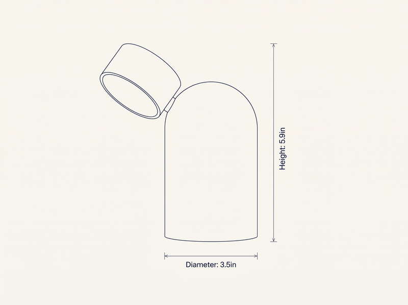 Capsule Stone Table Lamp technical dimension drawing, diameter 3.5in, height 5.9in