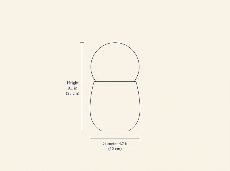 Terra Orb Table Lamp dimension drawing showing height and diameter