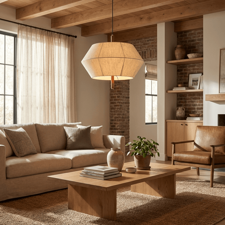 Facet Linen Pendant Light