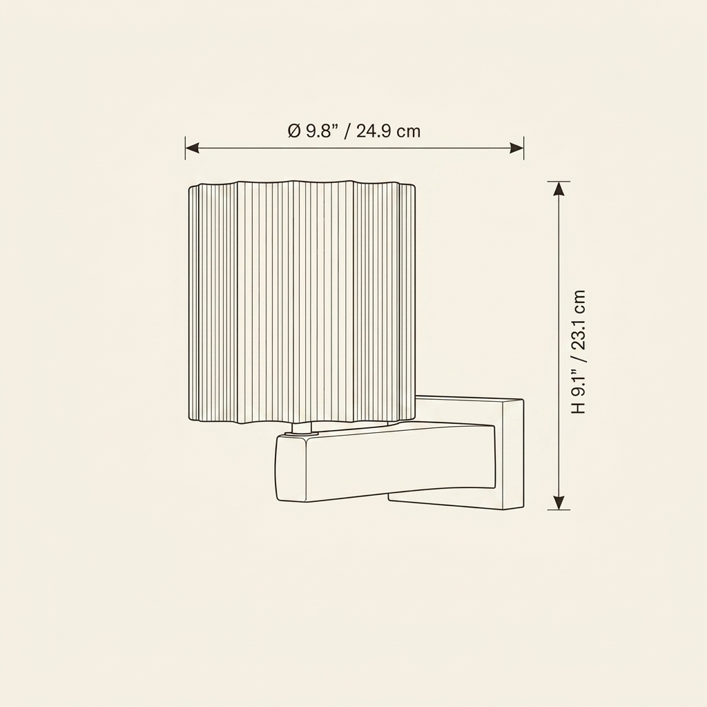 Textured Shade Wall Sconce technical dimension drawing showing diameter 9.8 inches, height 9.1 inches
