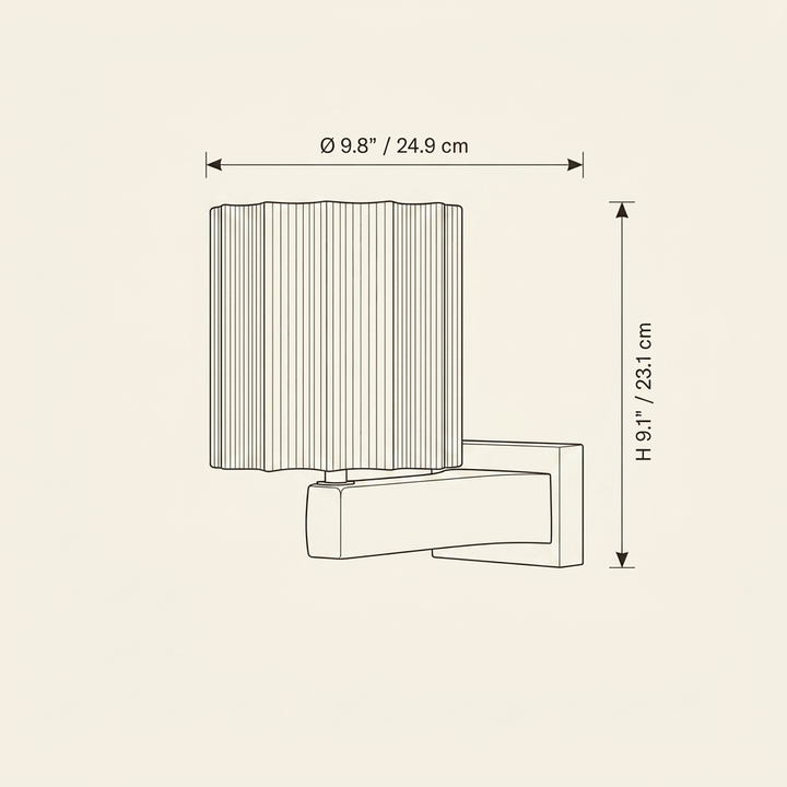 Textured Shade Wall Sconce technical dimension drawing showing diameter 9.8 inches, height 9.1 inches