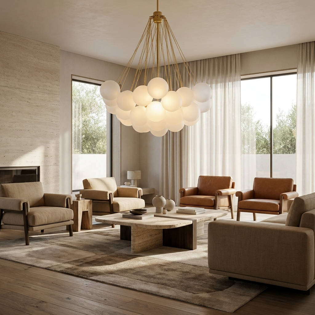 Bubble Chandelier shown in a contemporary living room