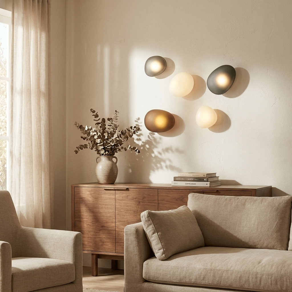 Bubble Glass Wall Lamp installed on a living room wall