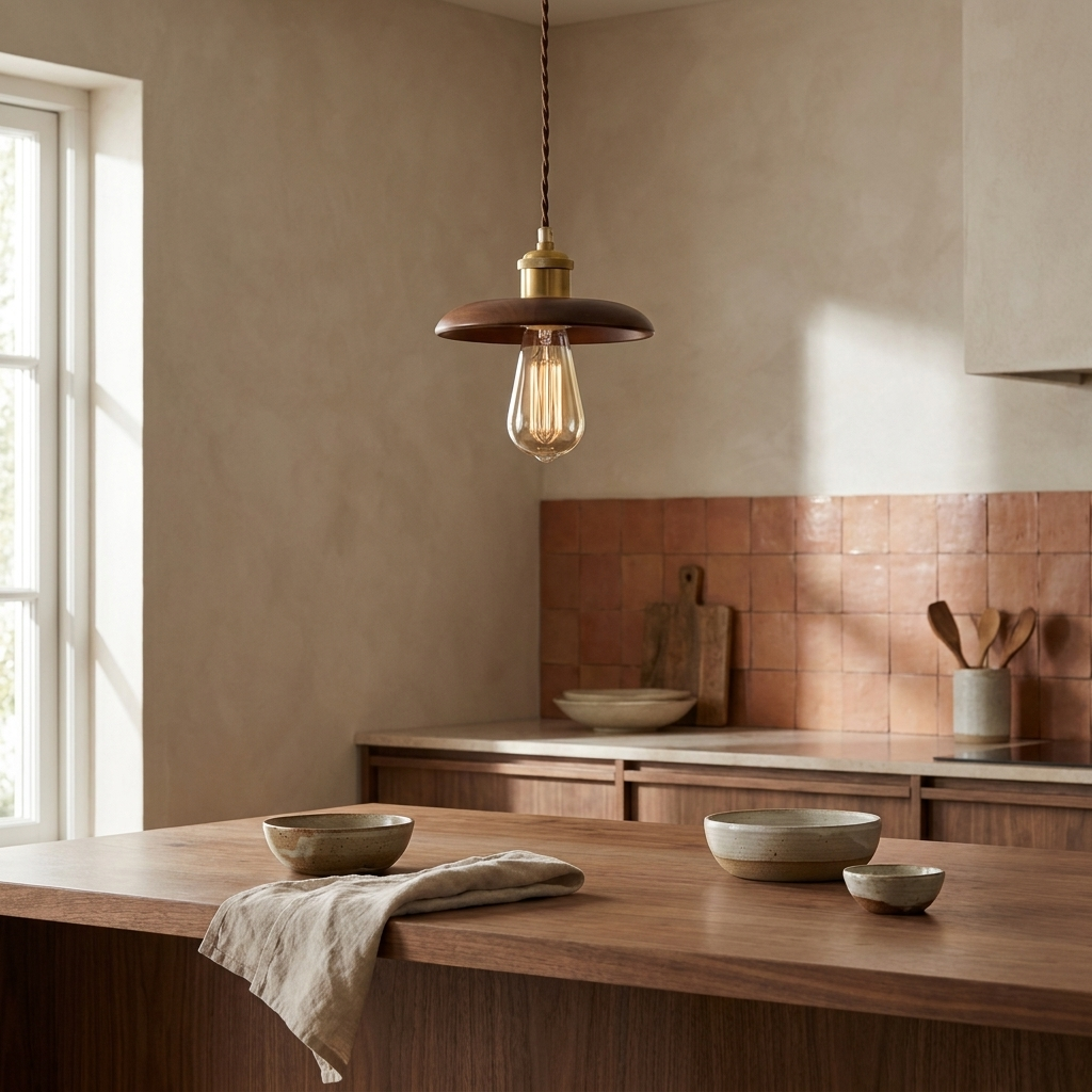 Brenton Arch Pendant Lamp shown above a kitchen island
