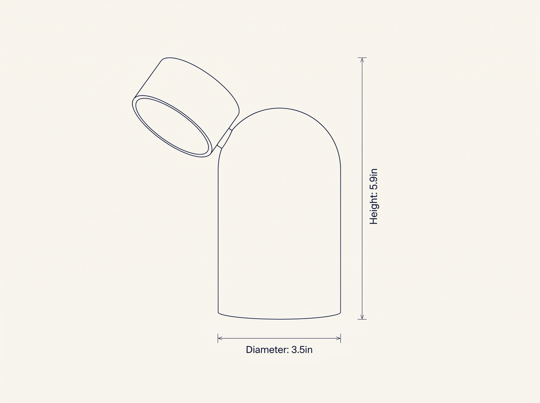Capsule Stone Table Lamp technical dimension drawing, diameter 3.5in, height 5.9in