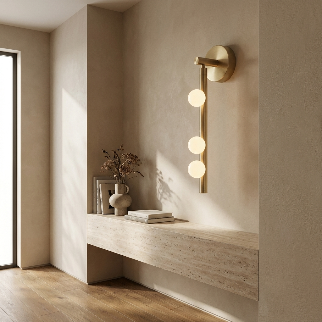 Brass Glass Tube Wall Lamp installed in a contemporary hallway