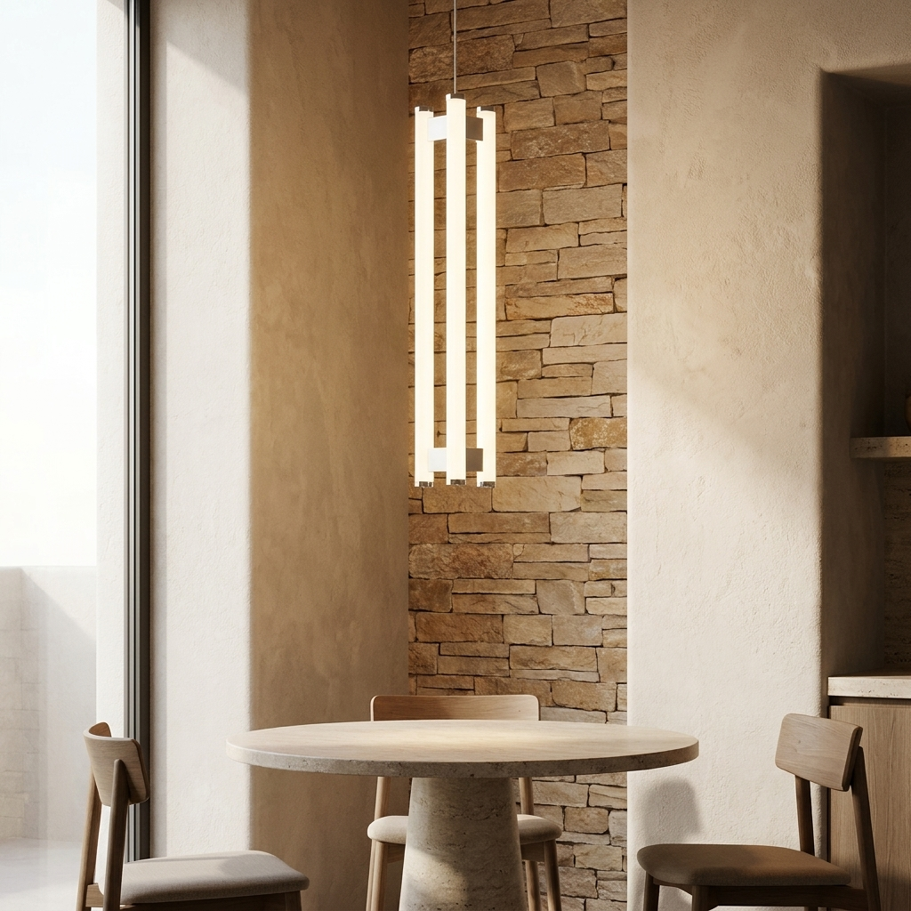 Lia Pendant Light shown above a breakfast area table