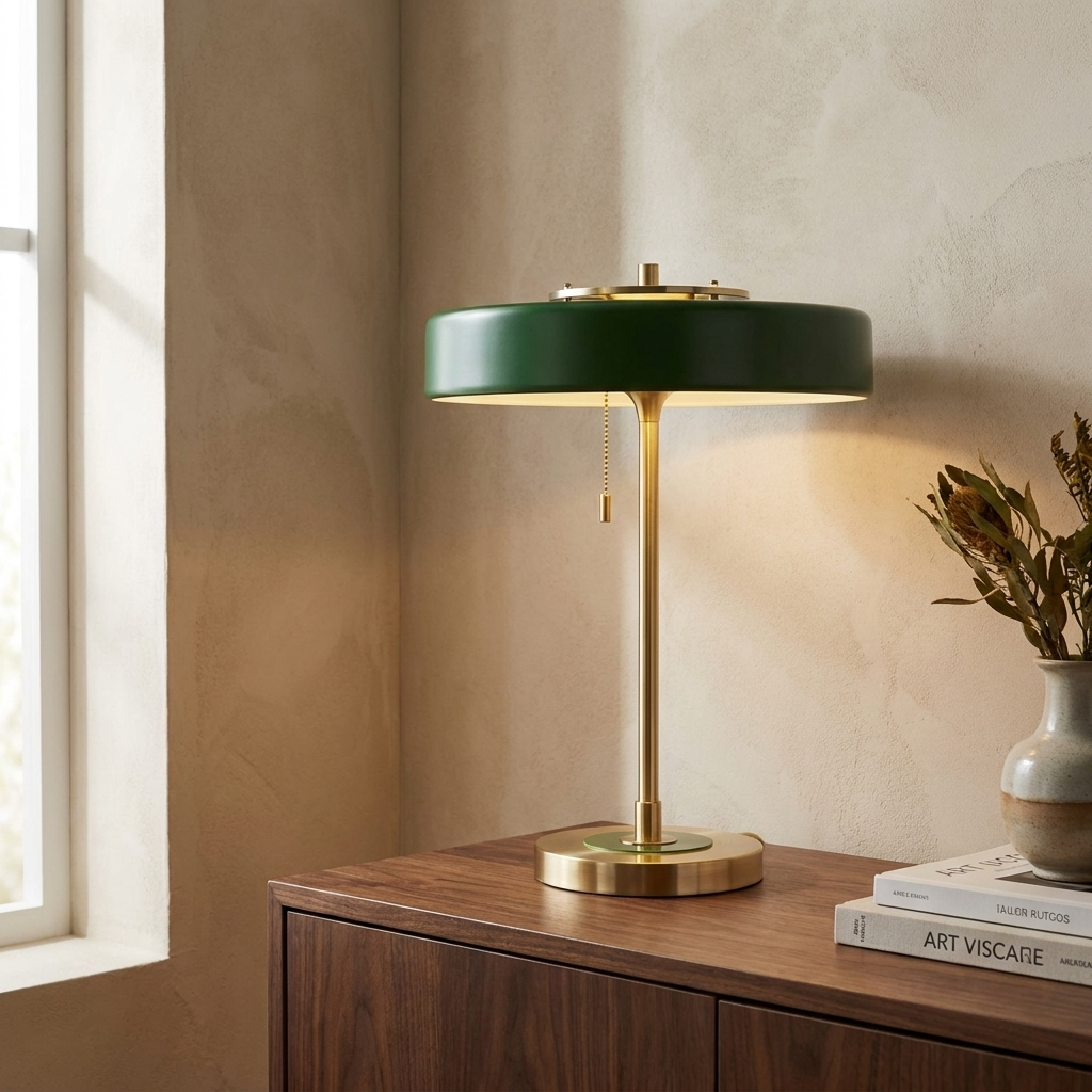Revolve Table Lamp shown on a console table