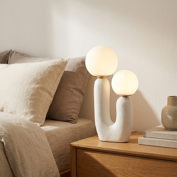 Oo Rough Table Lamp shown on a bedside nightstand