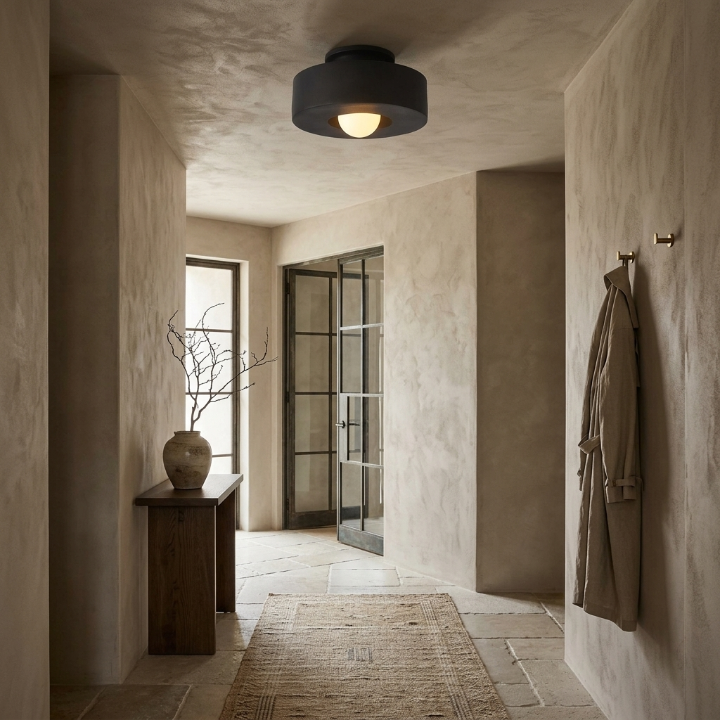 Simon Ceiling Lamp shown in an entryway hallway setting