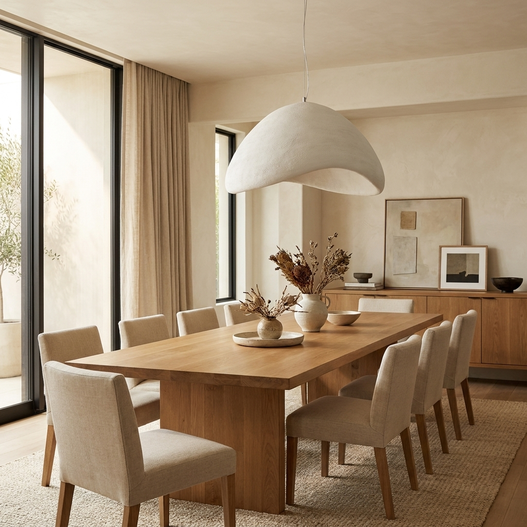 Selene Halia Pendant Light shown as a single fixture above a dining table