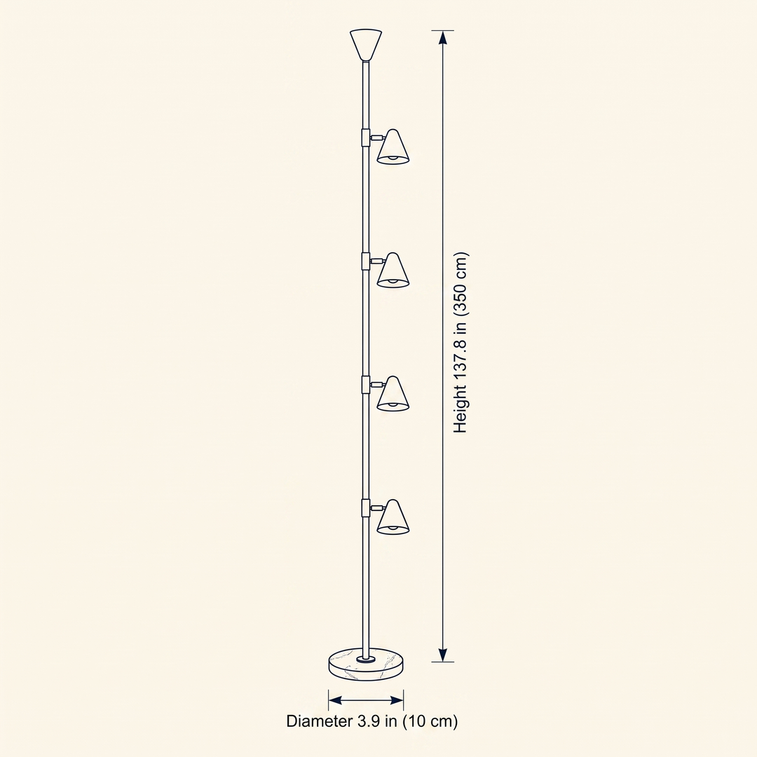 Soreluna Floor Lamp dimension drawing showing overall height and base diameter measurements