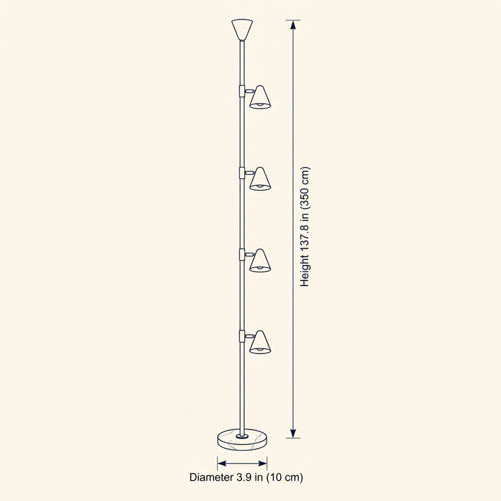 Soreluna Floor Lamp dimension drawing showing overall height and base diameter measurements
