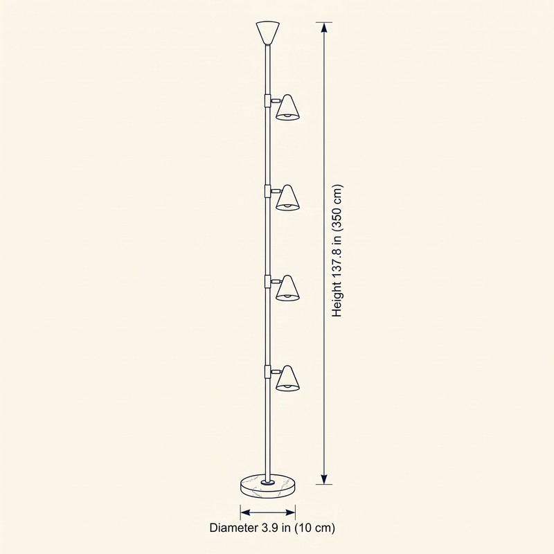 Soreluna Floor Lamp dimension drawing showing overall height and base diameter measurements