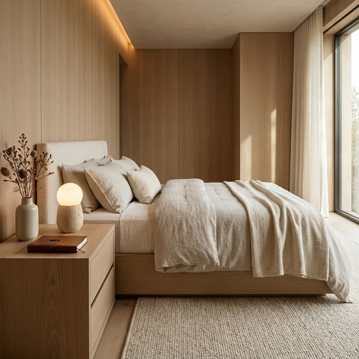 Terra Orb Table Lamp on a bedroom nightstand