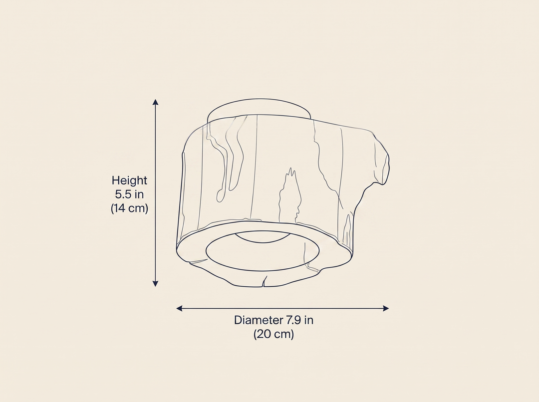 Tarn Hollow Ceiling Lamp dimension drawing showing height and diameter