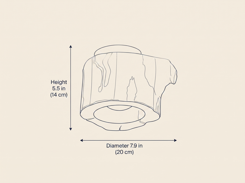 Tarn Hollow Ceiling Lamp dimension drawing showing height and diameter