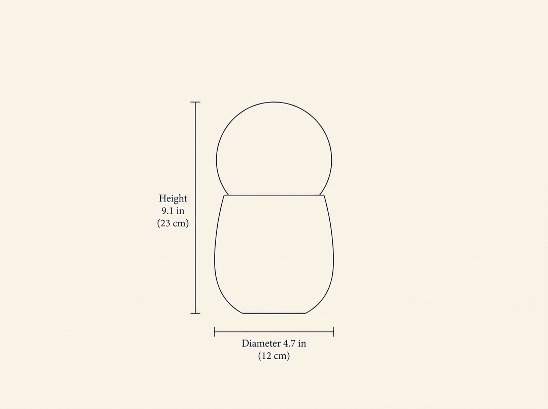 Terra Orb Table Lamp dimension drawing showing height and diameter