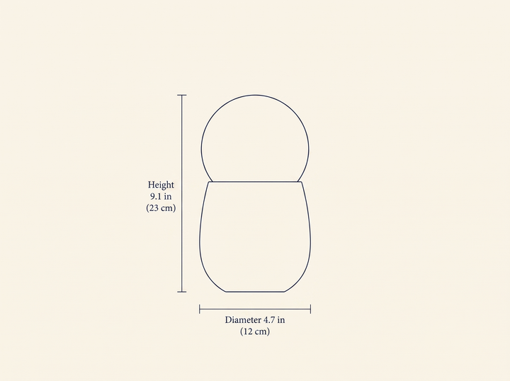 Terra Orb Table Lamp dimension drawing showing height and diameter