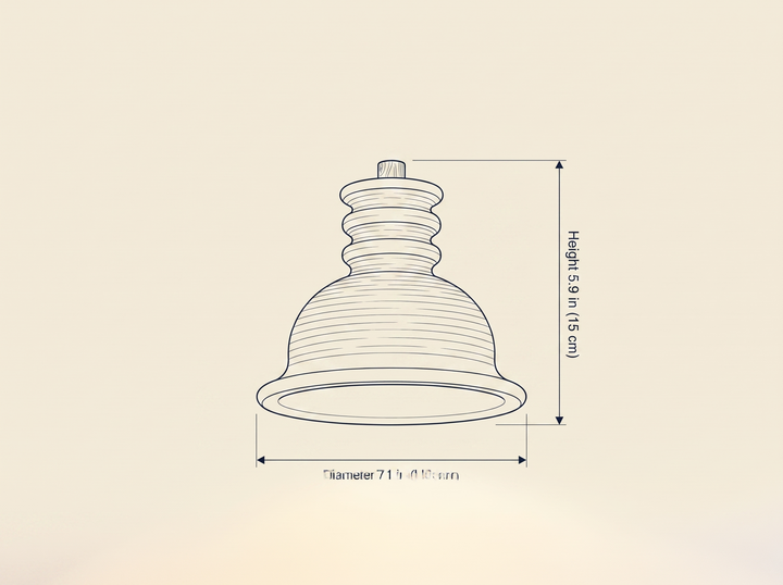 Travertine Ribbed Dome Pendant Light dimension drawing showing diameter and height