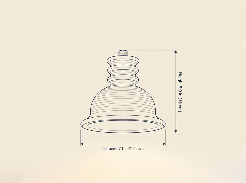 Travertine Ribbed Dome Pendant Light dimension drawing showing diameter and height