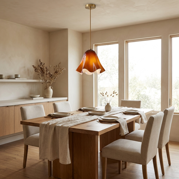 Vera Bloom Pendant Lamp hanging above a dining table